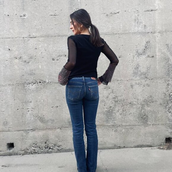 euro bell sleeve y2k micro mesh top - Picture 5 of 5